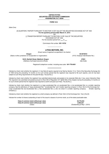 Thumbnail Lithia Motors 10-Q Quarterly Report FY2015 