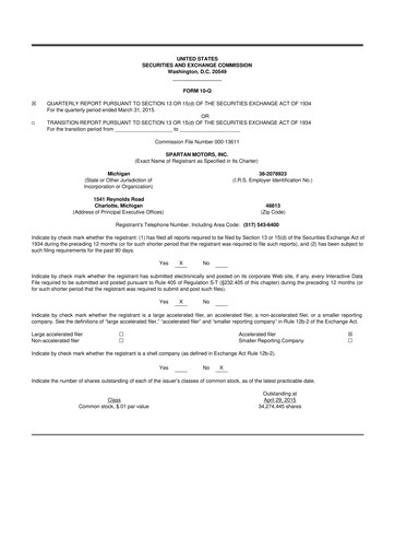 Thumbnail The Shyft Group 10-Q Quarterly Report FY2015 