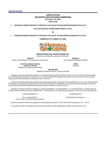 Thumbnail Natural Grocers by Vitamin Cottage 10-Q Quarterly Report FY2015 