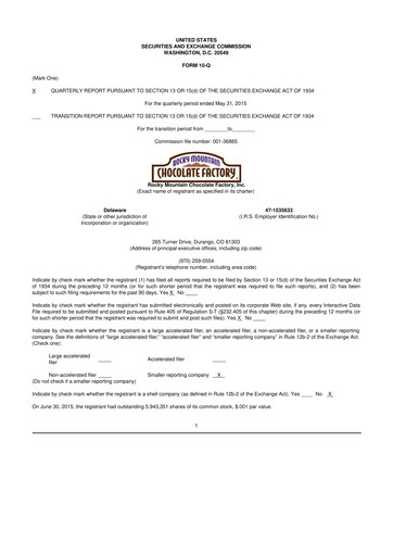 Thumbnail Rocky Mountain Chocolate Factory 10-Q Quarterly Report FY2016 