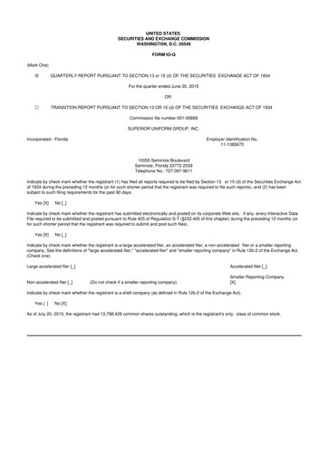 Thumbnail Superior Group of Companies 10-Q Quarterly Report FY2015 