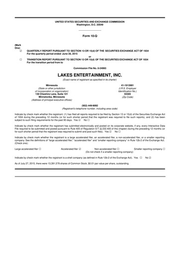 Thumbnail Golden Entertainment
 10-Q Quarterly Report FY2015 