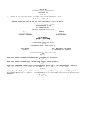 Thumbnail Lifecore Biomedical 10-K Annual Report 2015