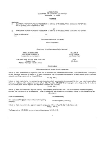 Thumbnail Civeo 10-Q Quarterly Report FY2015 