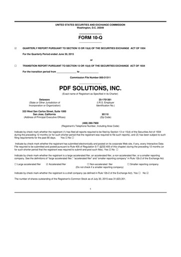 Thumbnail PDF Solutions 10-Q Quarterly Report FY2015 