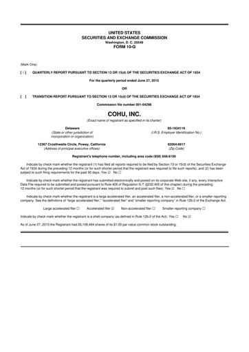 Thumbnail Cohu 10-Q Quarterly Report FY2015 