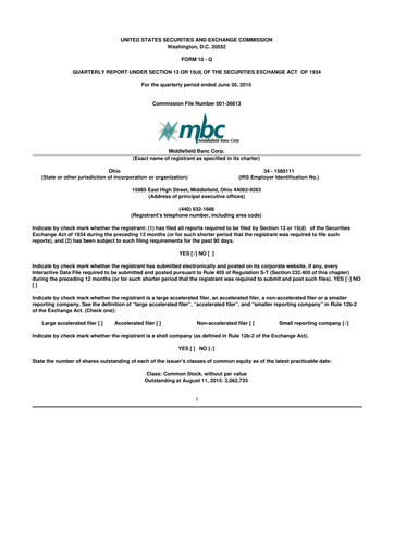 Thumbnail Middlefield Banc
 10-Q Quarterly Report FY2015 