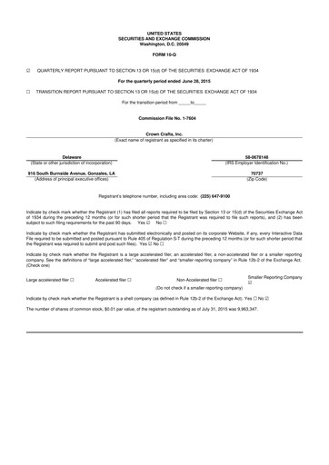 Thumbnail Crown Crafts 10-Q Quarterly Report FY2016 