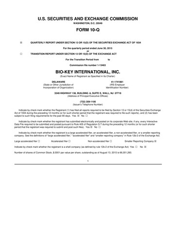Vorschaubild BIO-key International
 10-Q Quartalsbericht 2015 