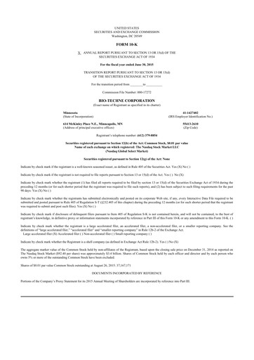 Thumbnail Bio-Techne 10-K Annual Report 2015