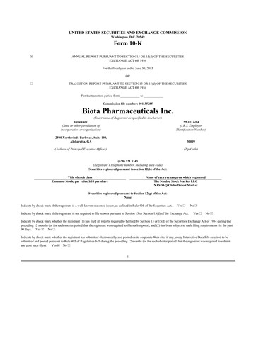 Miniature Vaxart 10-K Rapport annuel 2015