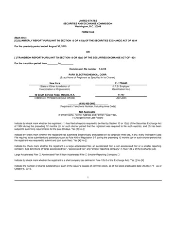 Miniature Park Aerospace 10-Q Rapport trimestriel 2016 
