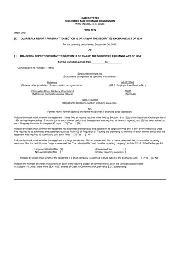 Thumbnail Ethan Allen
 10-Q Quarterly Report FY2016 