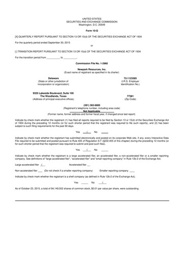 Thumbnail NPK International 10-Q Quarterly Report FY2015 