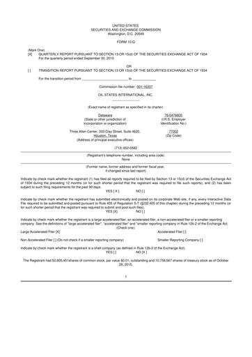 Thumbnail Oil States International
 10-Q Quarterly Report FY 