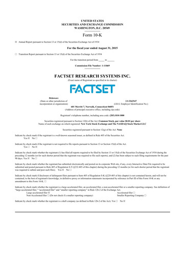 Thumbnail FactSet 10-K Annual Report 2015