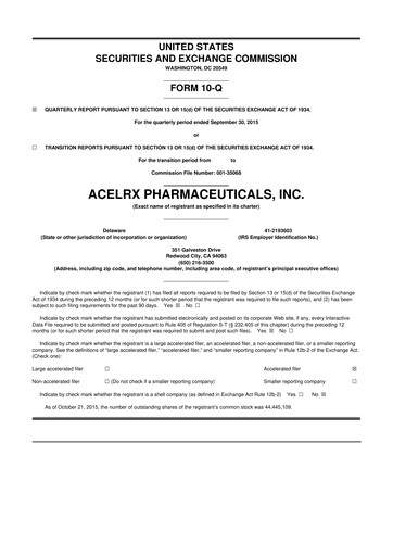 Thumbnail Talphera 10-Q Quarterly Report FY2015 