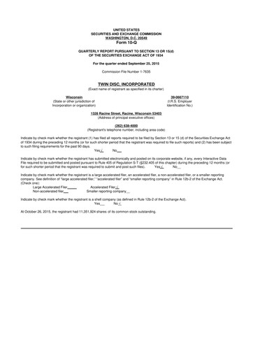 Thumbnail Twin Disc
 10-Q Quarterly Report FY 