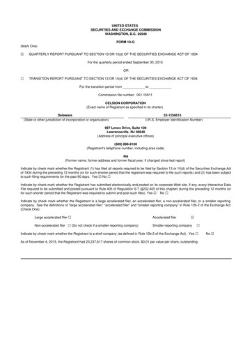 Vorschaubild Imunon 10-Q Quartalsbericht 2015 