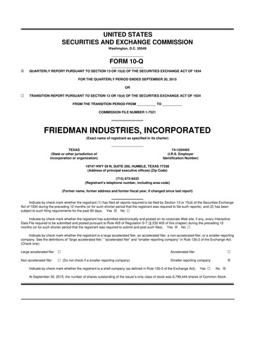 Vorschaubild Friedman Industries 10-Q Quartalsbericht 2016 