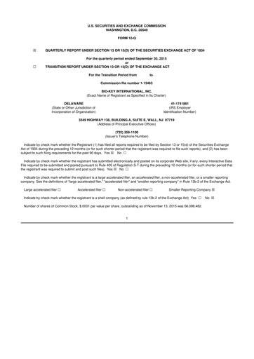 Vorschaubild BIO-key International
 10-Q Quartalsbericht 2015 