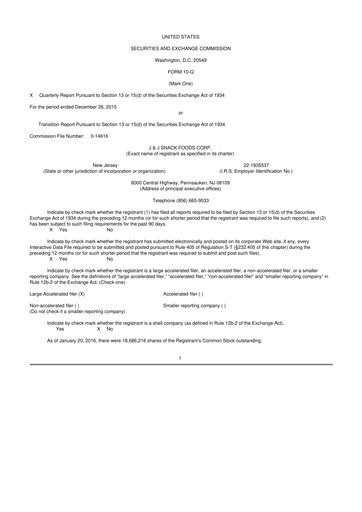 Thumbnail J&J Snack Foods
 10-Q Quarterly Report FY2016 
