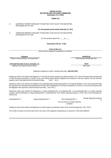 Thumbnail Crown Crafts 10-Q Quarterly Report FY2016 