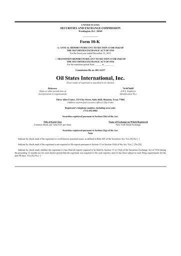 Thumbnail Oil States International
 10-K Annual Report 2015