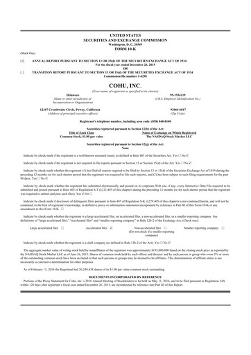 Thumbnail Cohu 10-K Annual Report 2015