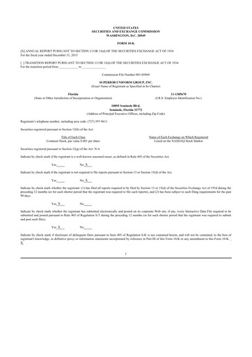 Thumbnail Superior Group of Companies 10-K Annual Report 2015