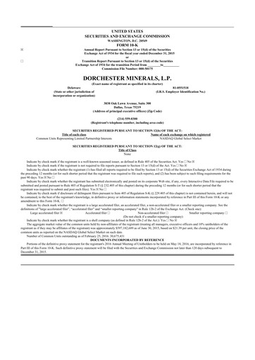 Thumbnail Dorchester Minerals 10-K Annual Report 2015