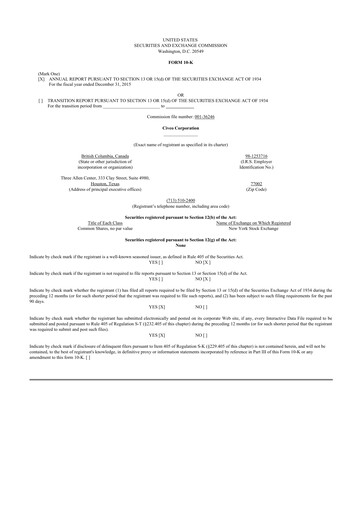 Thumbnail Civeo 10-K Annual Report 2015