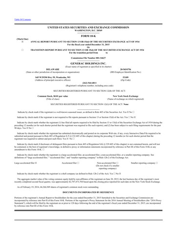 Thumbnail Generac 10-K Annual Report 2015