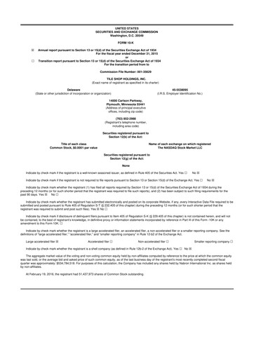 Vorschaubild Tile Shop Holdings 10-K Jahresbericht 2015