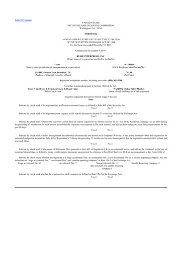 Thumbnail Rush Enterprises
 10-K Annual Report 2015