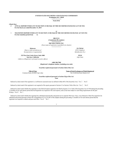 Miniature PDF Solutions 10-K Rapport annuel 2015