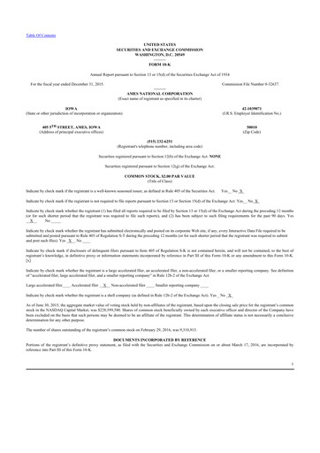 Vorschaubild Ames National Corp. 10-K Jahresbericht 2015