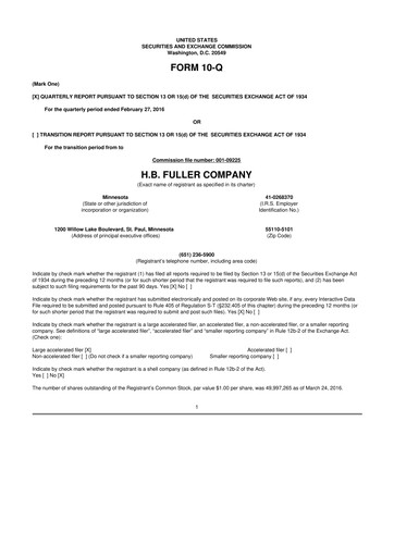 Thumbnail H.B. Fuller
 10-Q Quarterly Report FY 