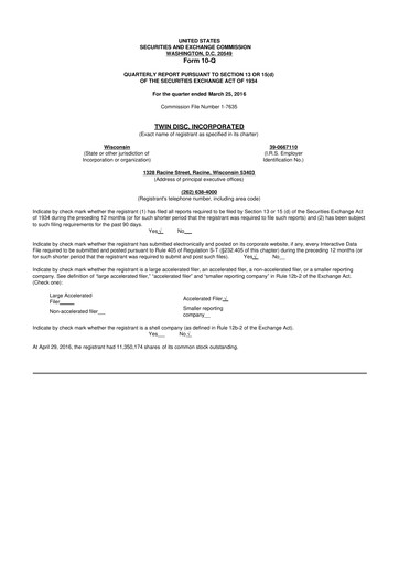 Thumbnail Twin Disc
 10-Q Quarterly Report FY 
