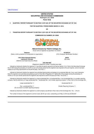 Thumbnail Natural Grocers by Vitamin Cottage 10-Q Quarterly Report FY2016 
