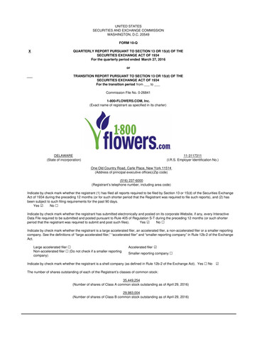 Thumbnail 1-800-Flowers.com, Inc.
 10-Q Quarterly Report FY2016 
