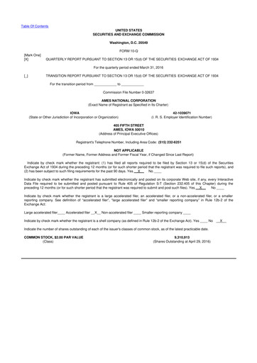 Thumbnail Ames National Corp. 10-Q Quarterly Report FY 