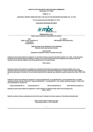 Thumbnail Middlefield Banc
 10-Q Quarterly Report FY2016 