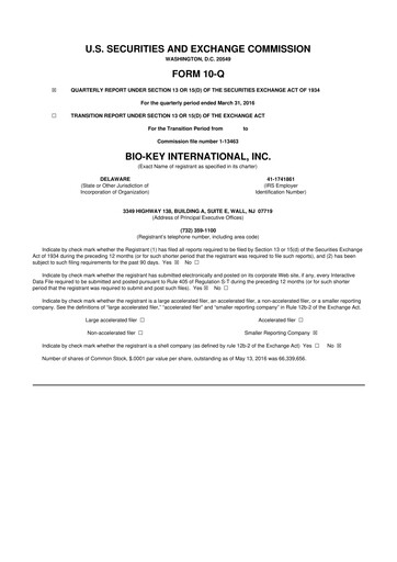 Vorschaubild BIO-key International
 10-Q Quartalsbericht 2016 