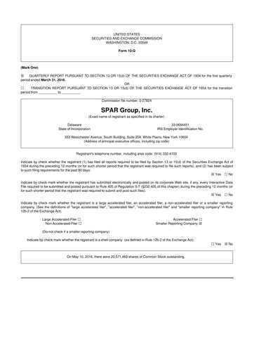 Thumbnail SPAR Group 10-Q Quarterly Report FY2016 