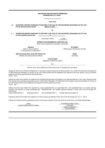 Thumbnail Perma-Fix Environmental Services 10-Q Quarterly Report FY2016 
