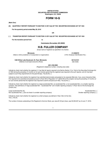Thumbnail H.B. Fuller
 10-Q Quarterly Report FY 