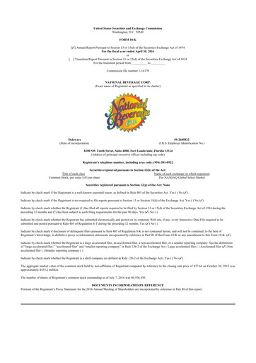 Thumbnail National Beverage
 10-K Annual Report 2016