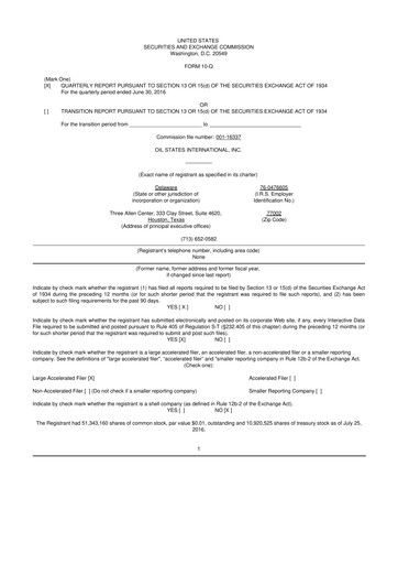Thumbnail Oil States International
 10-Q Quarterly Report FY 
