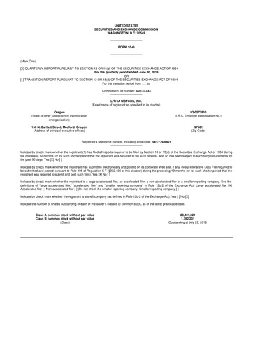 Thumbnail Lithia Motors 10-Q Quarterly Report FY2016 